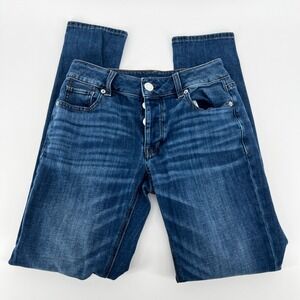 American Eagle Size 0 Tomgirl Button Fly Distressed Straight Medium Blue Jeans